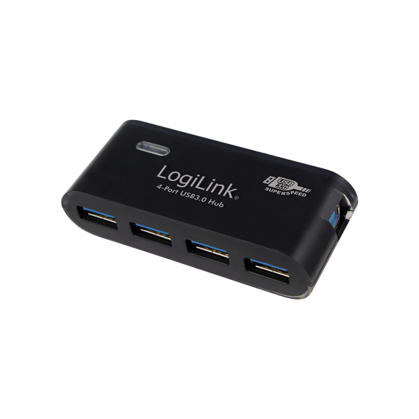 LogiLink UA0170 USB 3.0 Hub Verteiler Super Speed 4 Port incl. Netzteil Schwarz